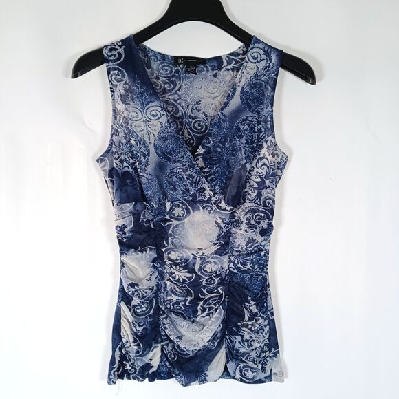 I.N.C. Babydoll Y2k Style Top Medium Floral Mesh 90s Semi Sheer Ruched Boho - Picture 1 of 6